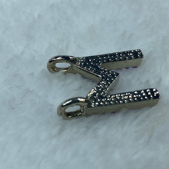 Initial Alphabet Letter M Jewelry Pendant Necklace Charm Purple Rhinestones - Picture 6 of 9